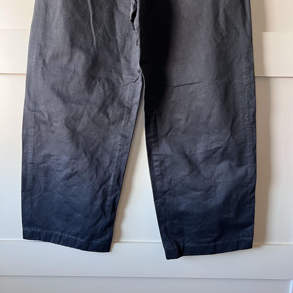 Uniqlo U Pants Women 8 Black Cotton Wide Leg High Rise Chino Casual Wear Classic - Picture 7 of 16